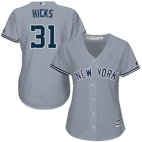 Yankees #31 Aaron Hicks Grey Road Women's Stitched MLB Jersey